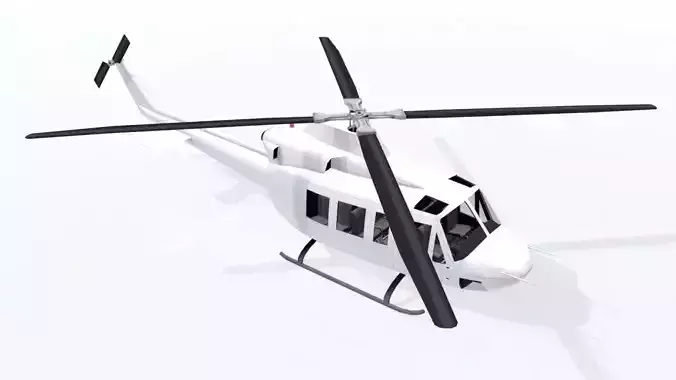 Bell B412 Static Helicopter Low Poly blank