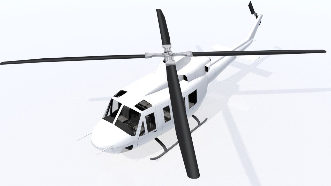 Bell B412 Static Helicopter Low Poly blank Low-poly 3D model_6