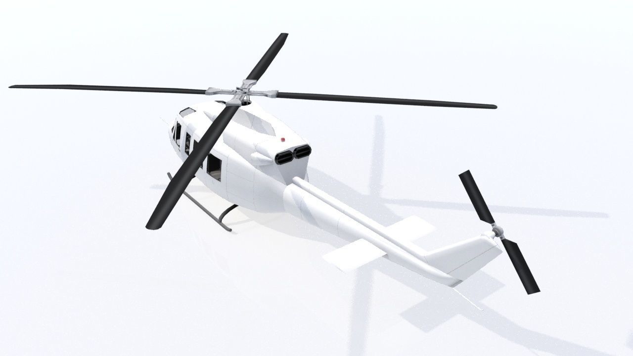 Bell B412 Static Helicopter Low Poly blank Low-poly 3D model_3
