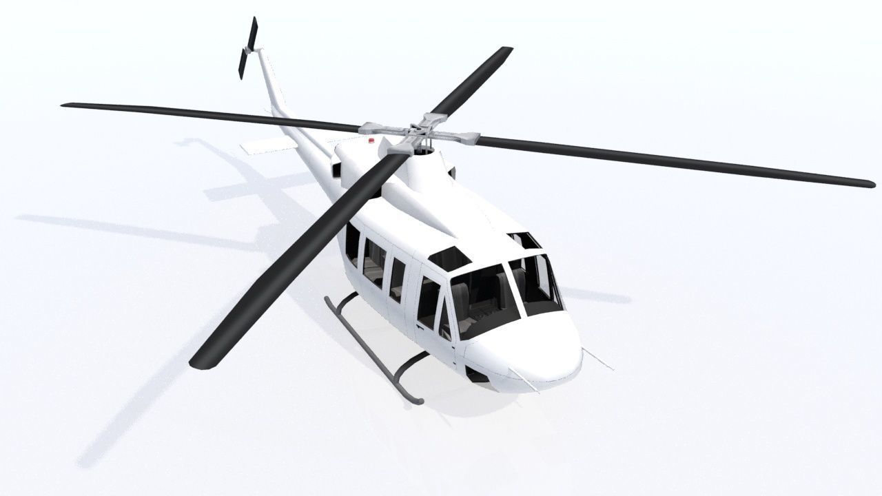 Bell B412 Static Helicopter Low Poly blank Low-poly 3D model_1
