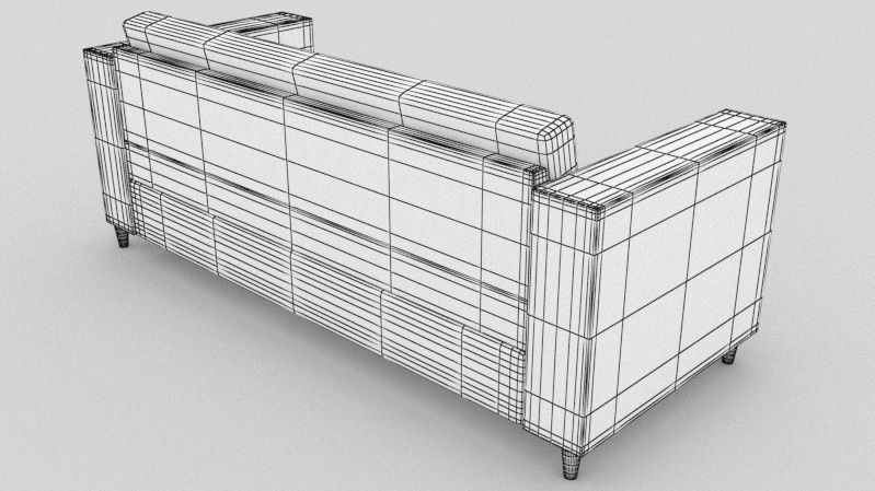 Couch and coffee table Low-poly 3D model_10