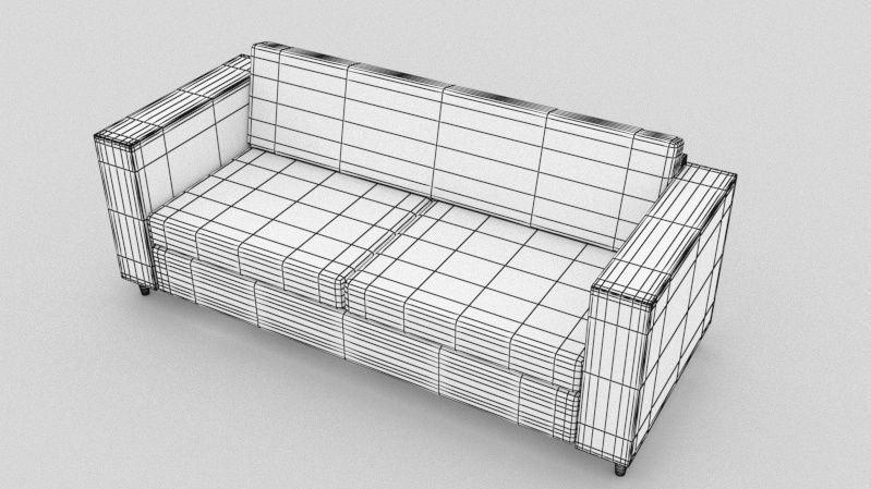 Couch and coffee table Low-poly 3D model_4