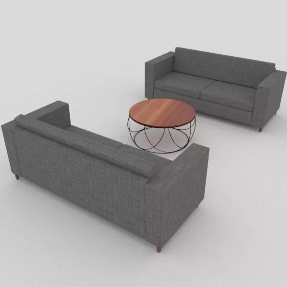 Couch and coffee table Low-poly 3D model_0
