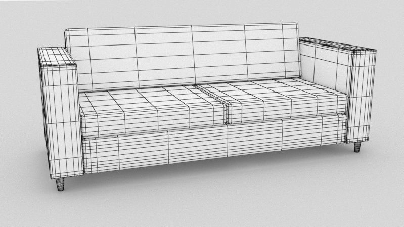 Couch and coffee table Low-poly 3D model_7
