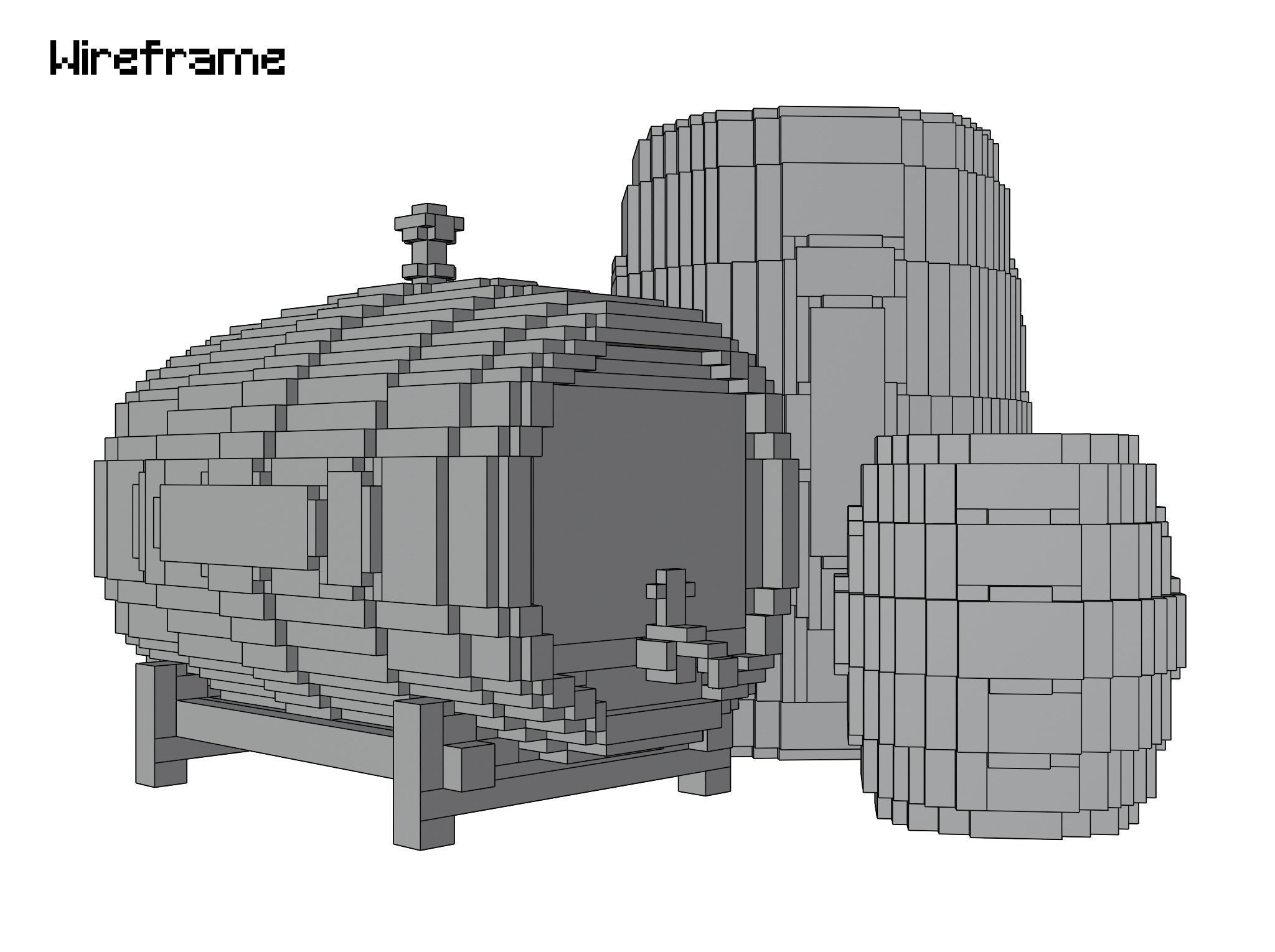 Voxel Wooden Wine Barrel Collection 3D model_8