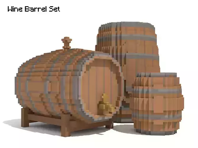 Voxel Wooden Wine Barrel Collection