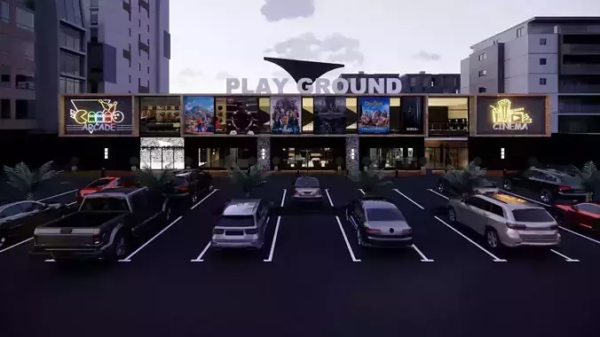 CINEMA ARCADE AND BOWLING ALLEY DESIGN Low-poly 3D model