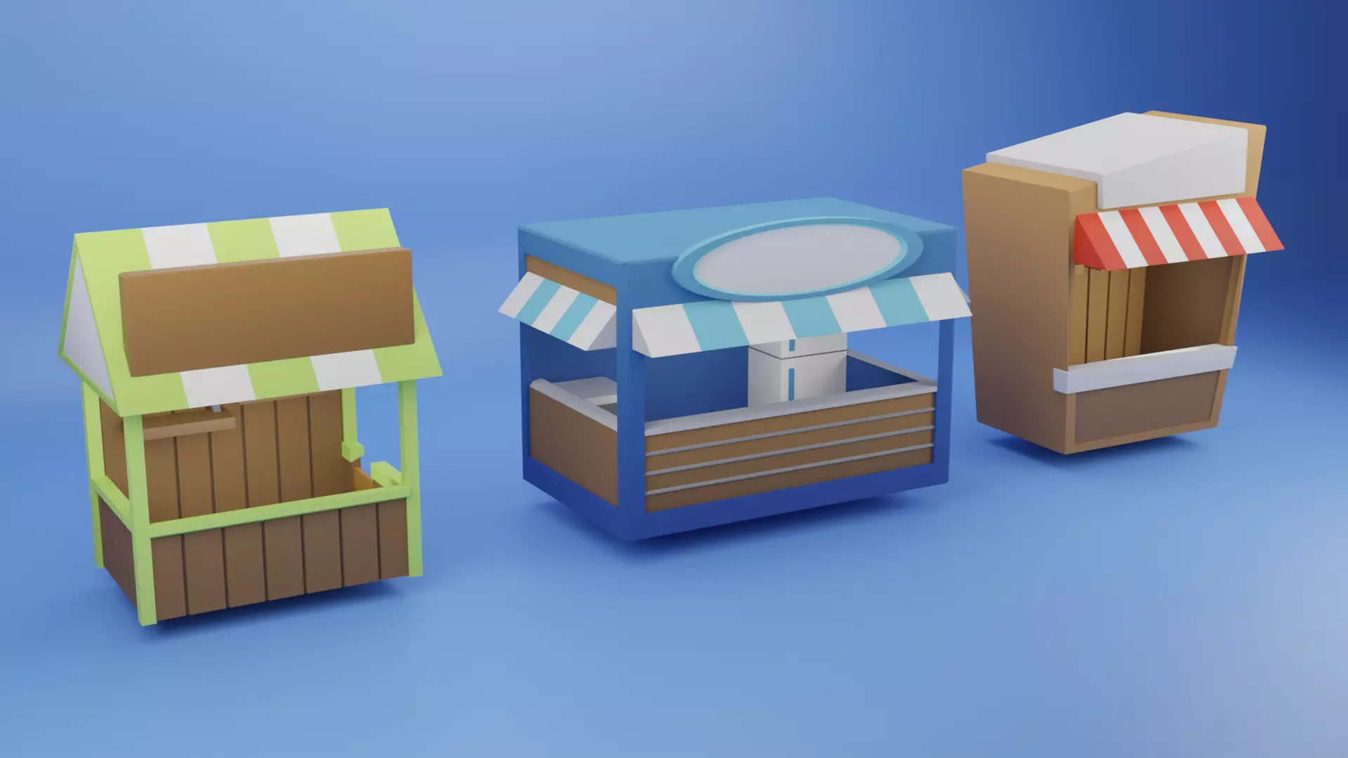 Festival Carnival Stands Low Poly Low-poly 3D model_2