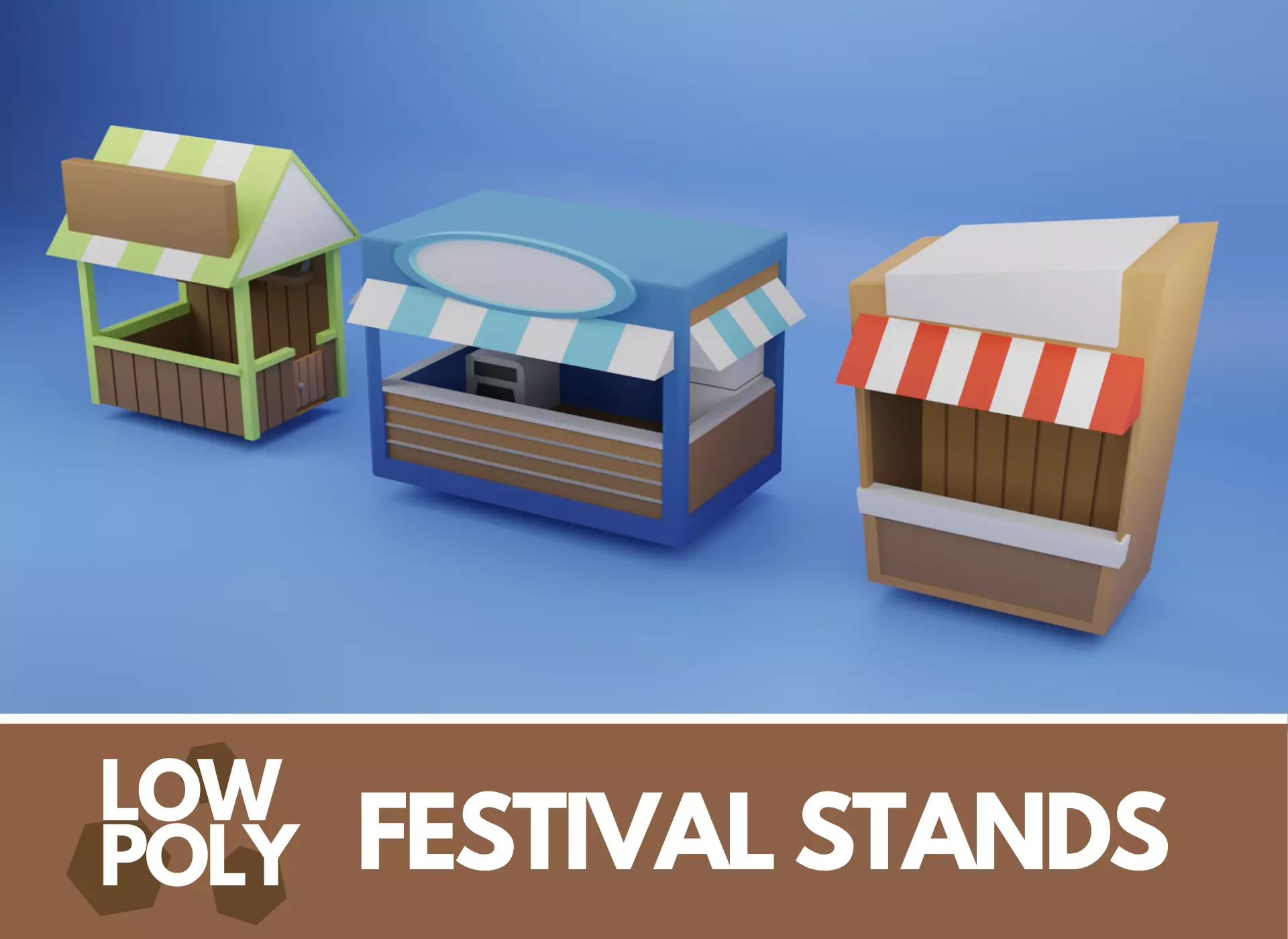 Festival Carnival Stands Low Poly Low-poly 3D model_0