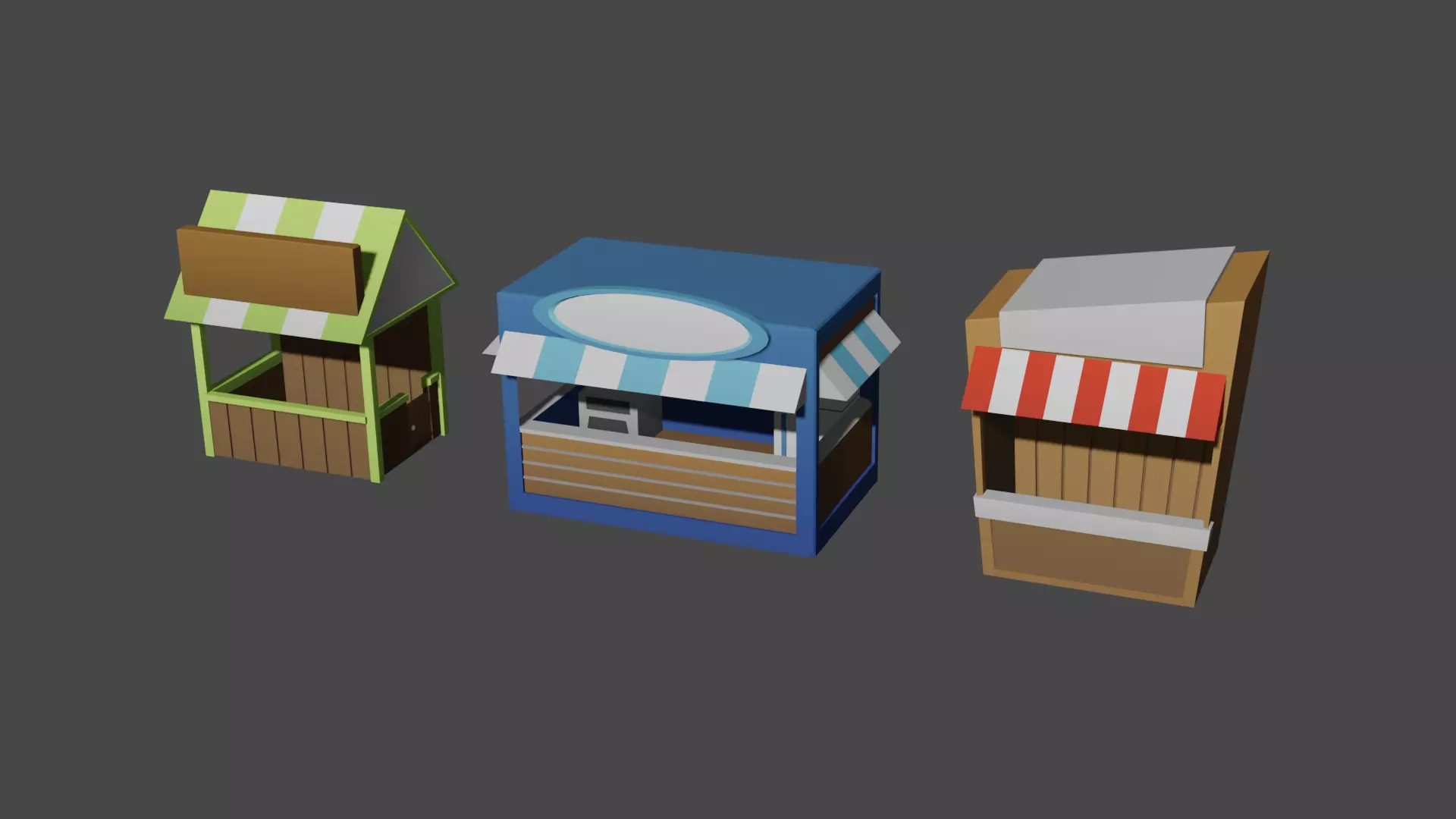 Festival Carnival Stands Low Poly Low-poly 3D model_12