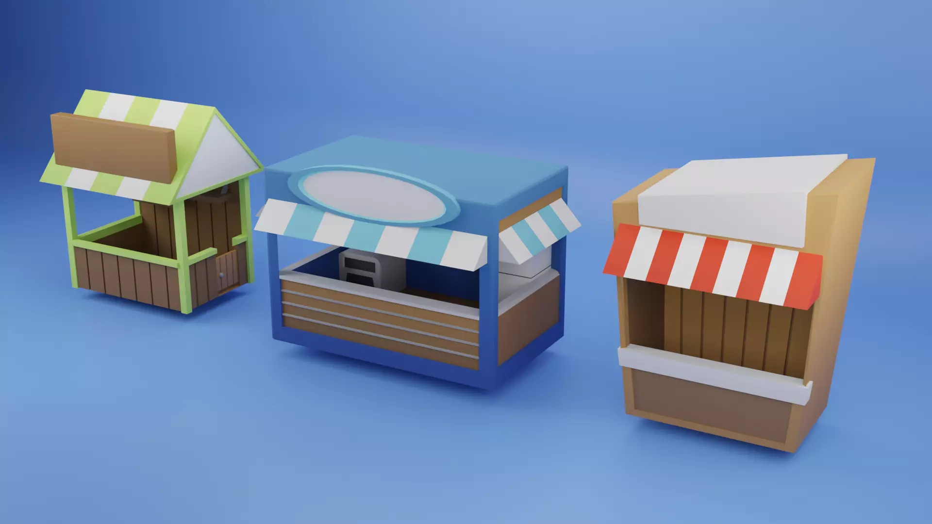 Festival Carnival Stands Low Poly Low-poly 3D model_1