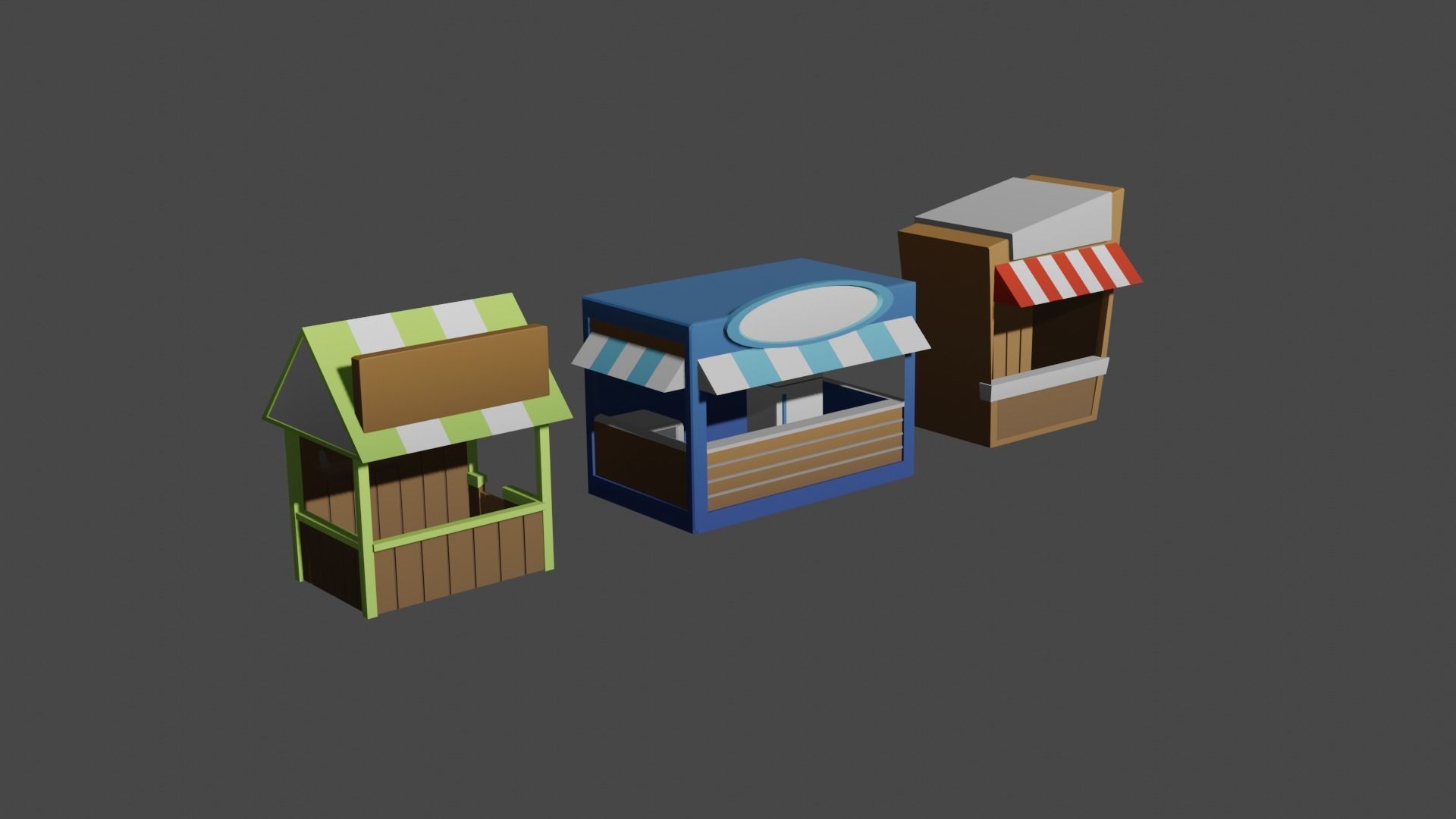 Festival Carnival Stands Low Poly Low-poly 3D model_13