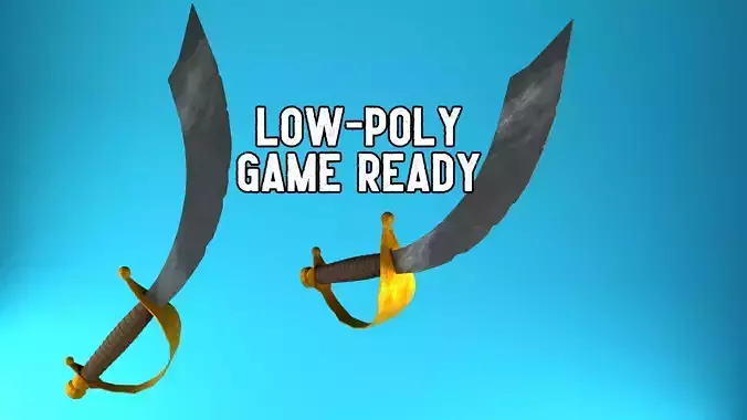 Low Poly Pirate Sword GAME READY  CUTLASS