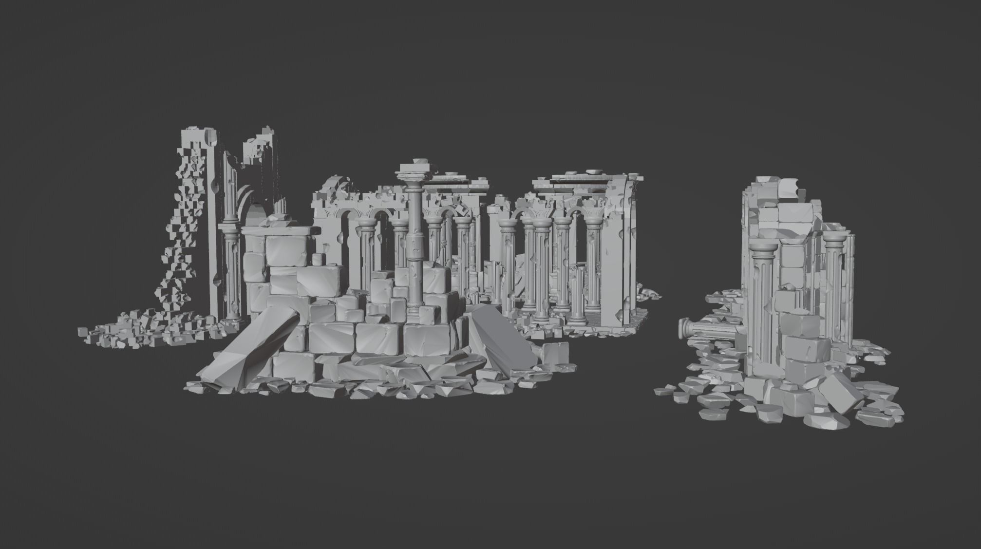 Architectural ruins Low-poly 3D model_11