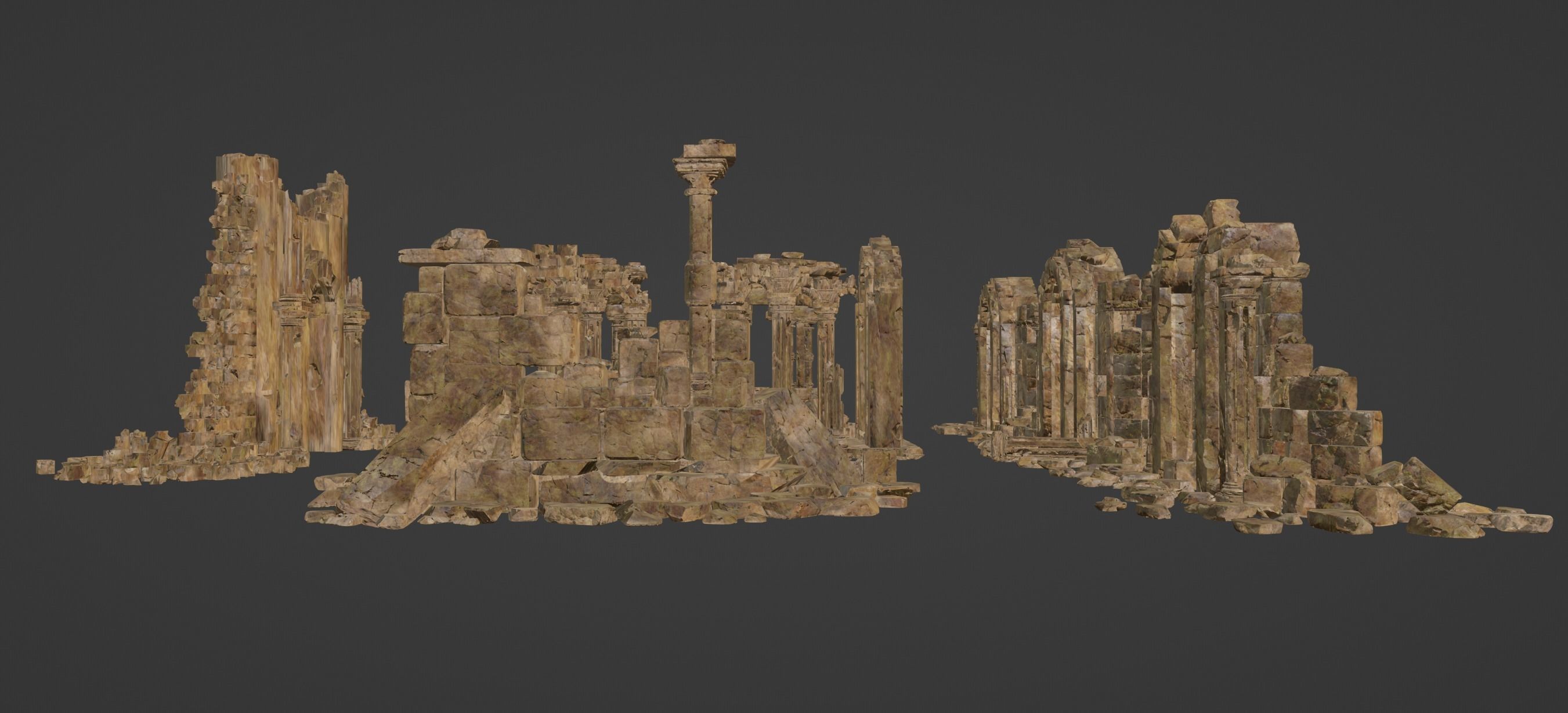 Architectural ruins Low-poly 3D model_7