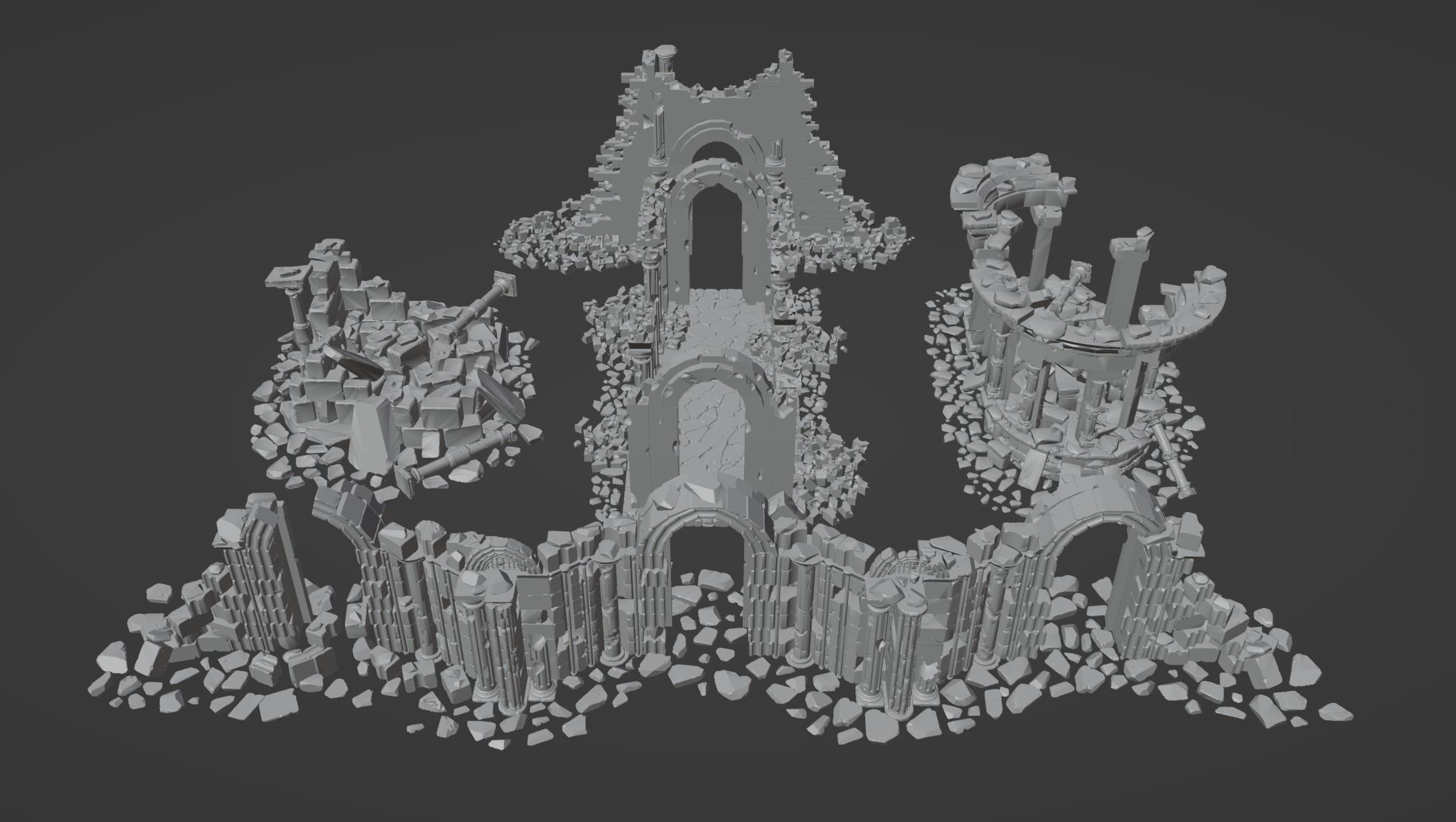Architectural ruins Low-poly 3D model_9