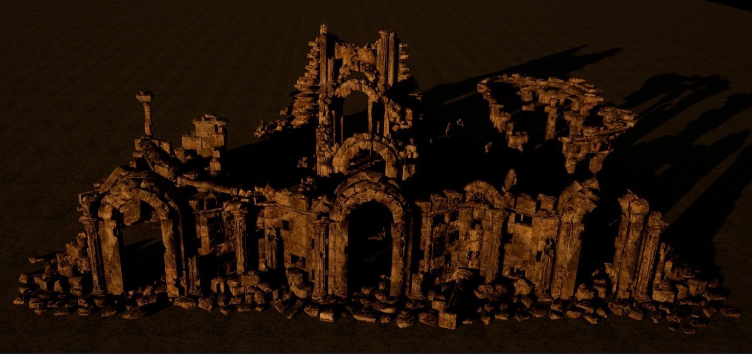 Architectural ruins Low-poly 3D model_17