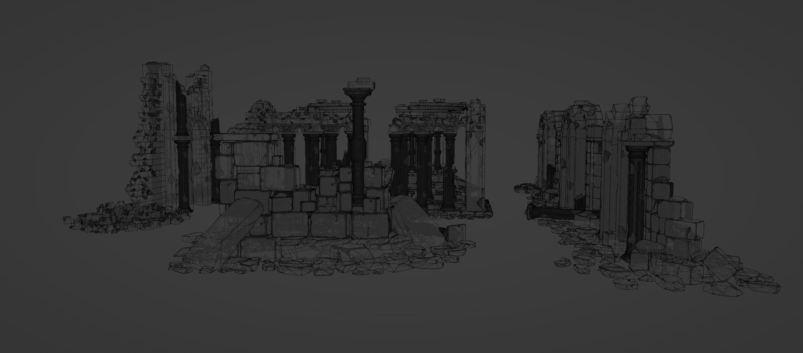 Architectural ruins Low-poly 3D model_15