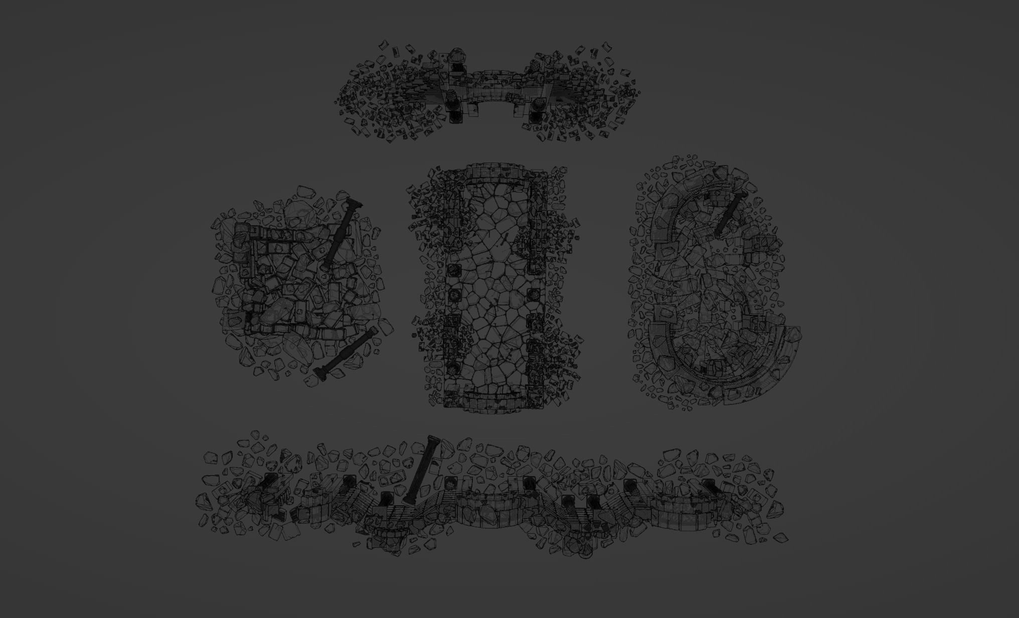 Architectural ruins Low-poly 3D model_16