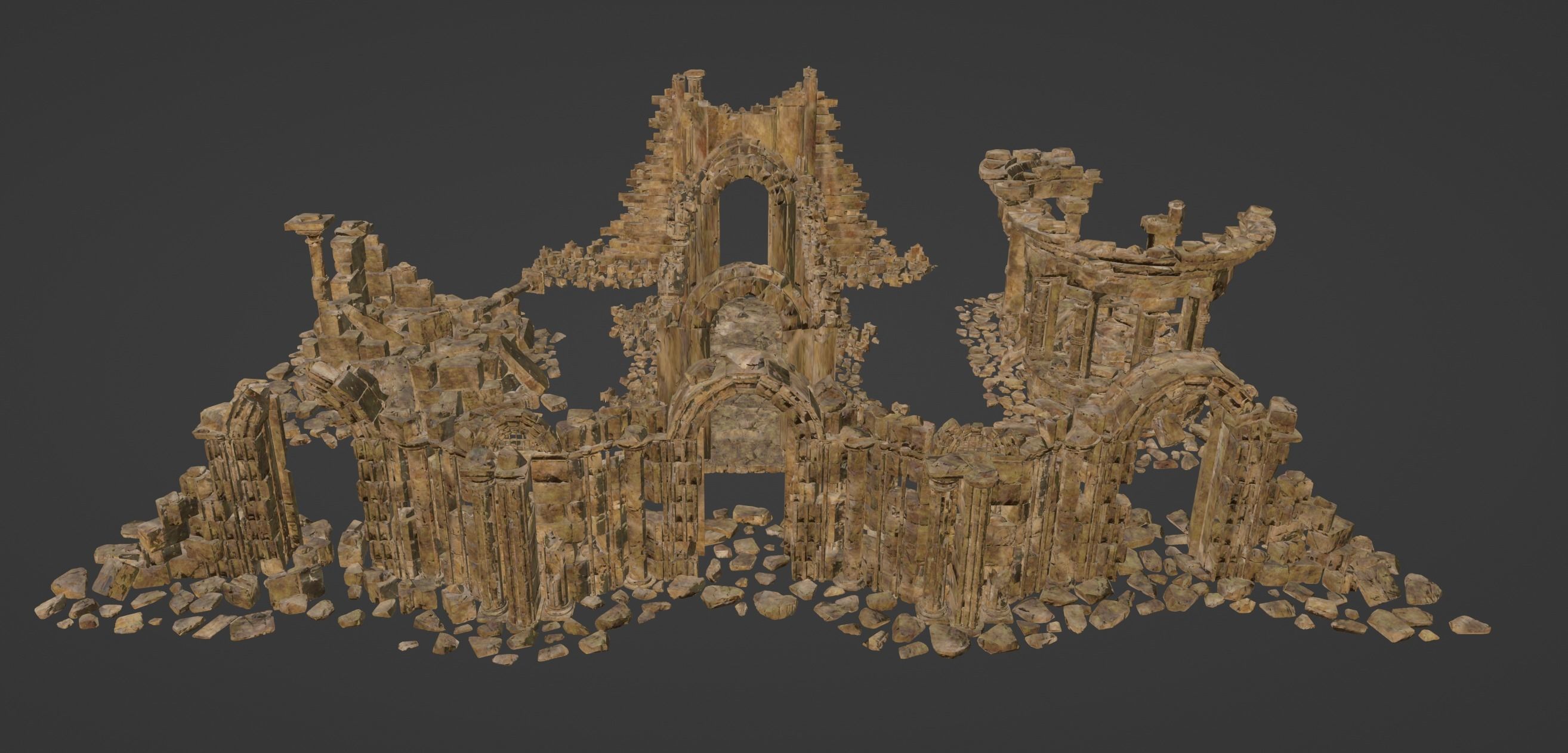 Architectural ruins Low-poly 3D model_5