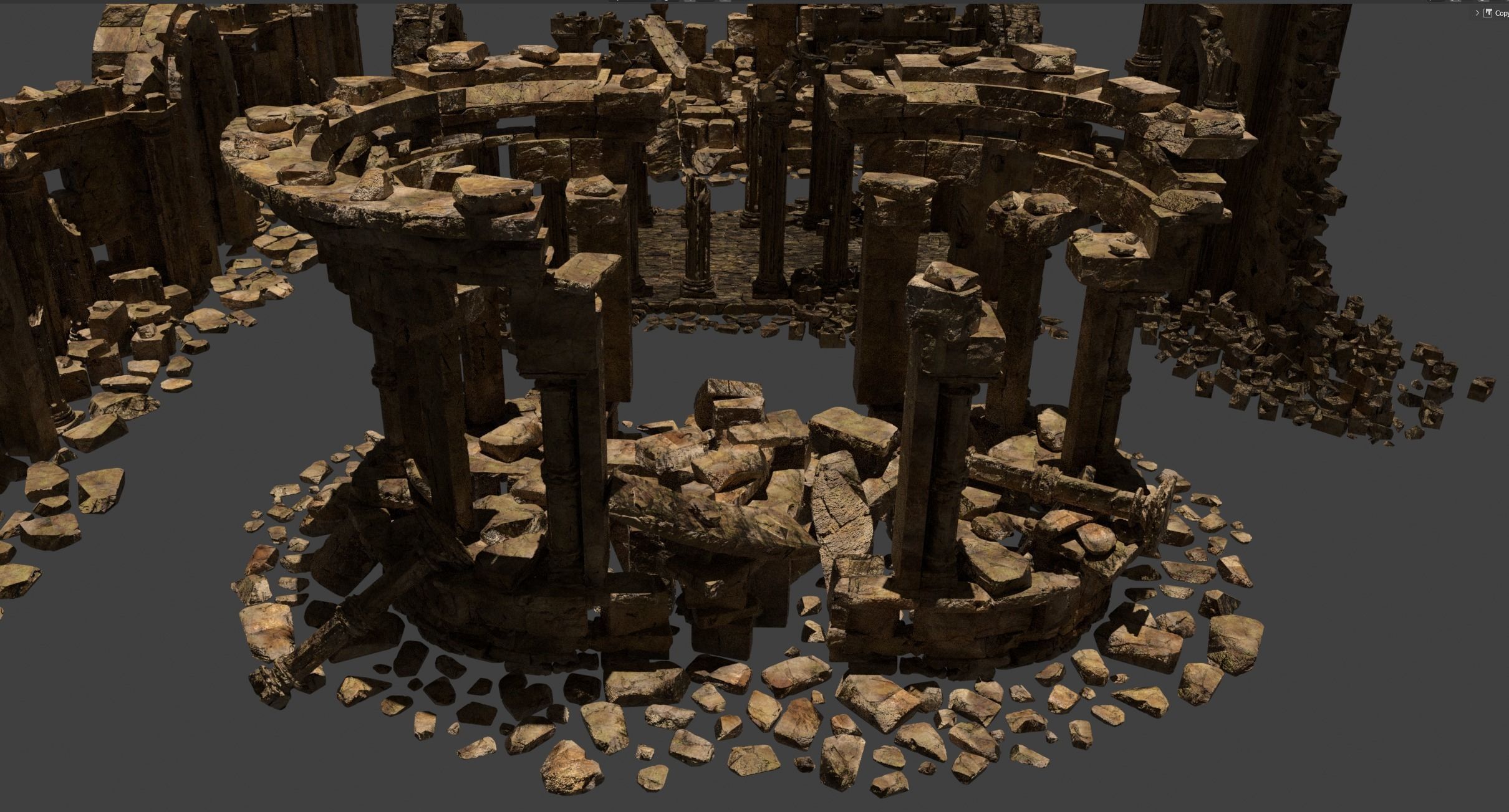 Architectural ruins Low-poly 3D model_2