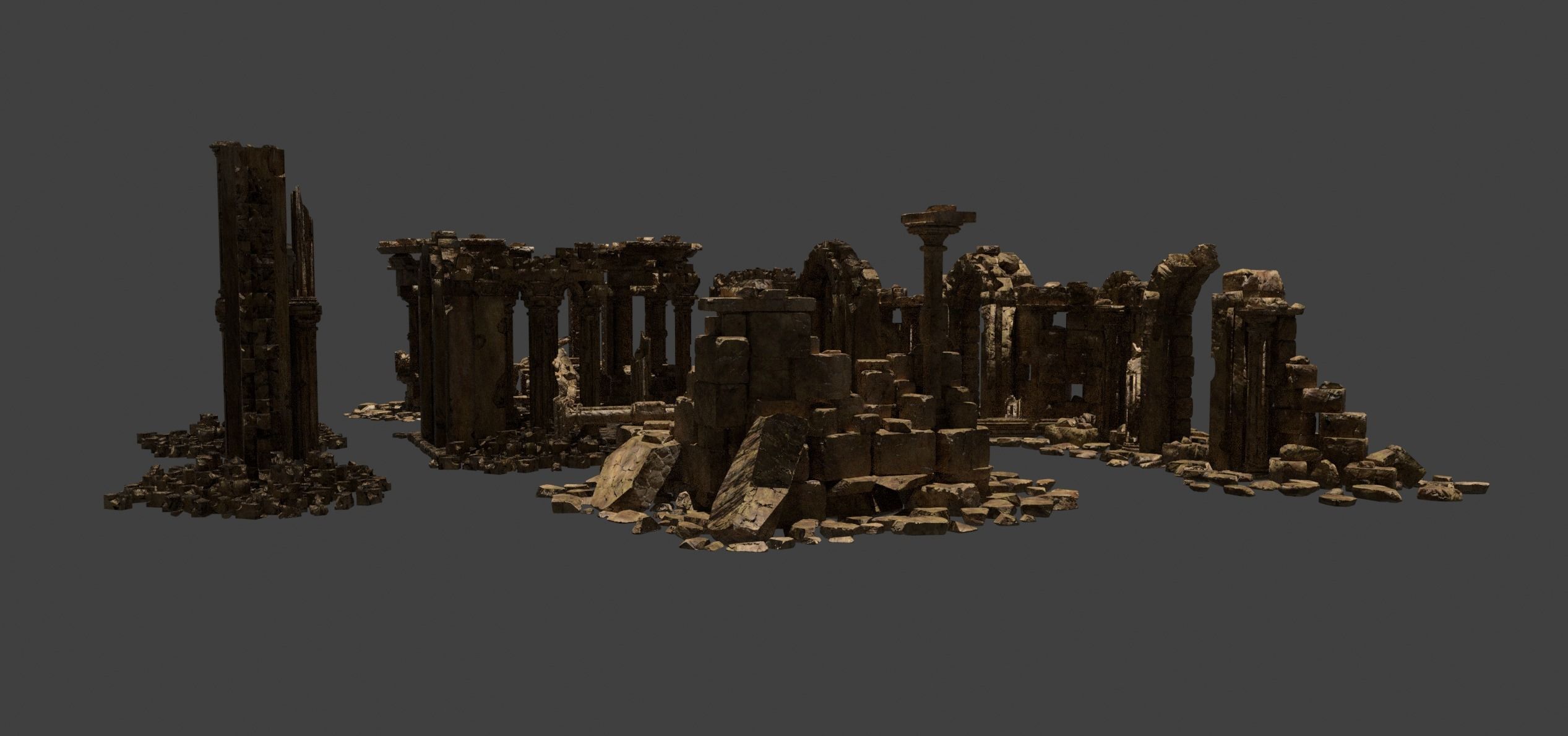 Architectural ruins Low-poly 3D model_3