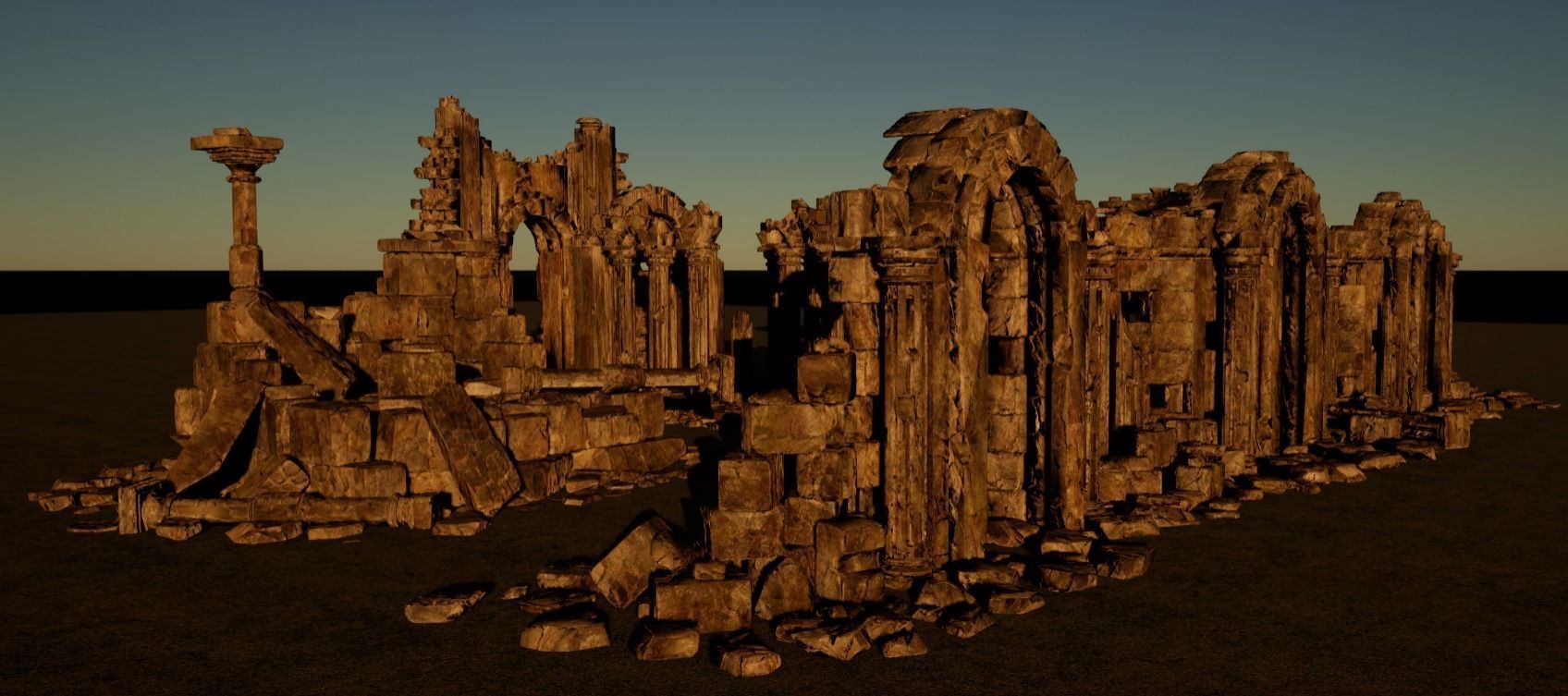 Architectural ruins Low-poly 3D model_19