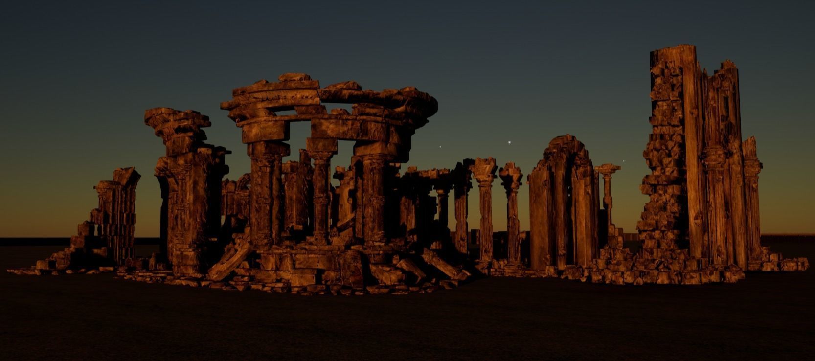 Architectural ruins Low-poly 3D model_18