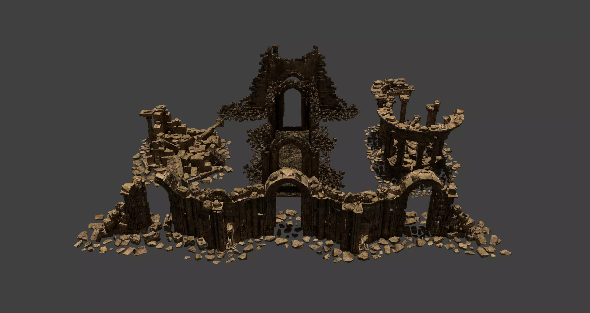 Architectural ruins Low-poly 3D model_0