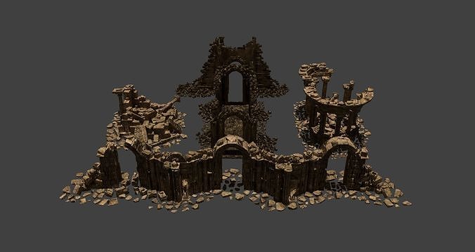Architectural ruins Low-poly 3D model