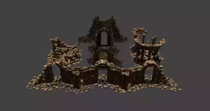 Architectural ruins Low-poly 3D model Architectural ruins Low-poly 3D model