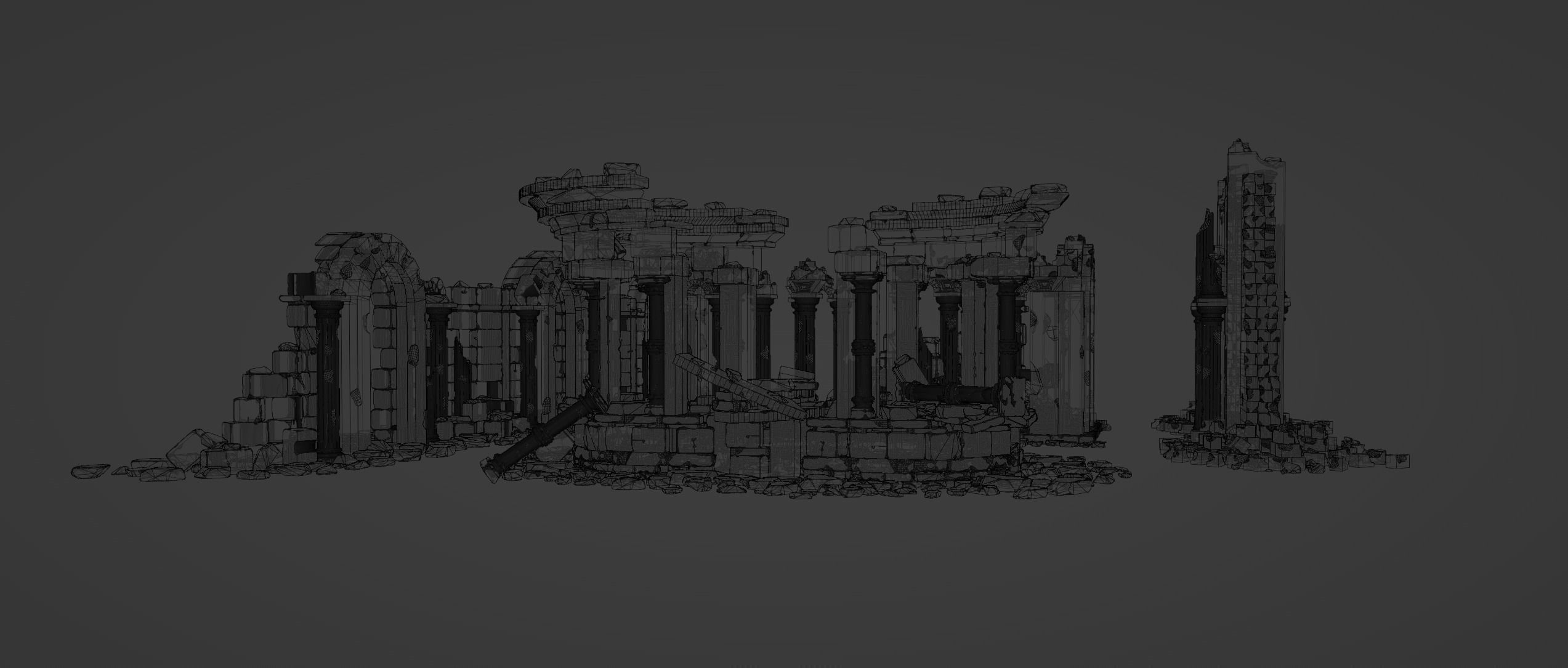 Architectural ruins Low-poly 3D model_14