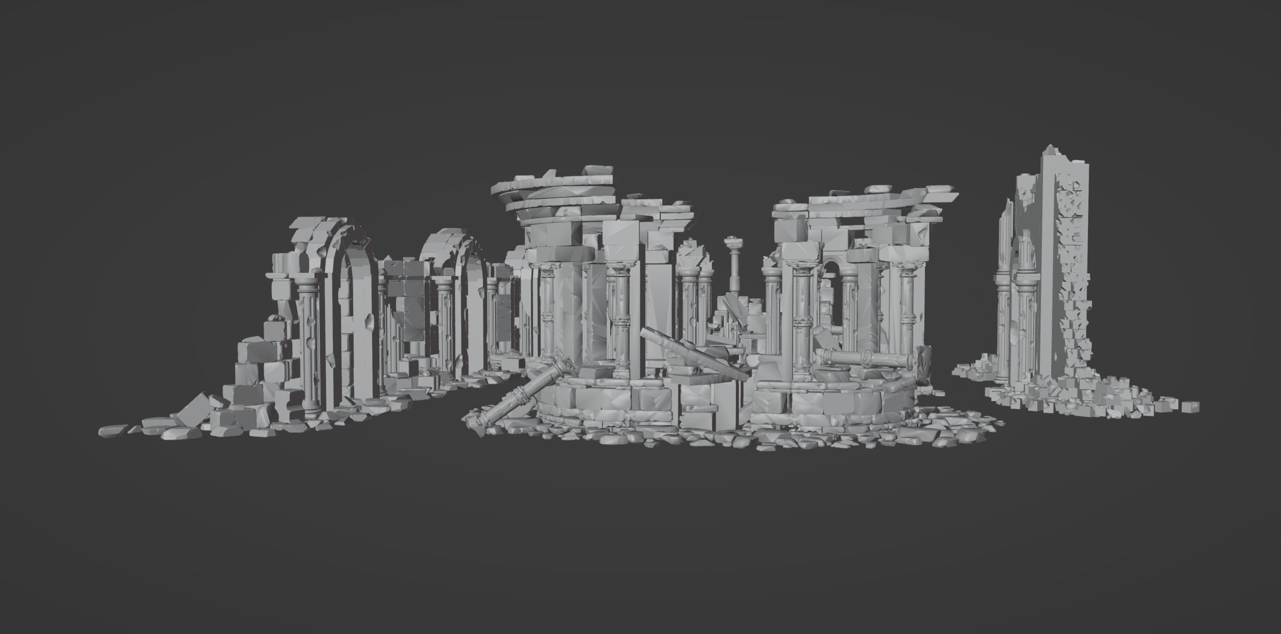 Architectural ruins Low-poly 3D model_10