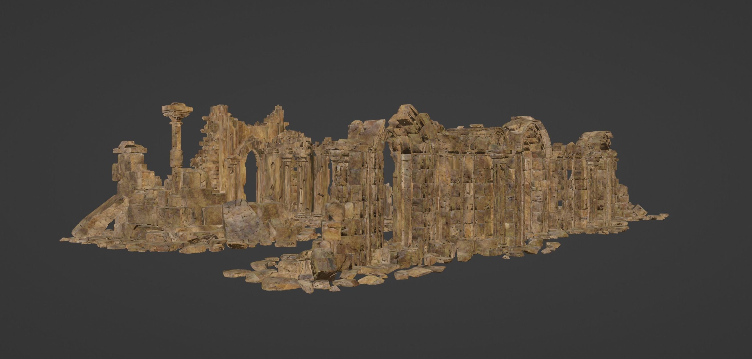 Architectural ruins Low-poly 3D model_6