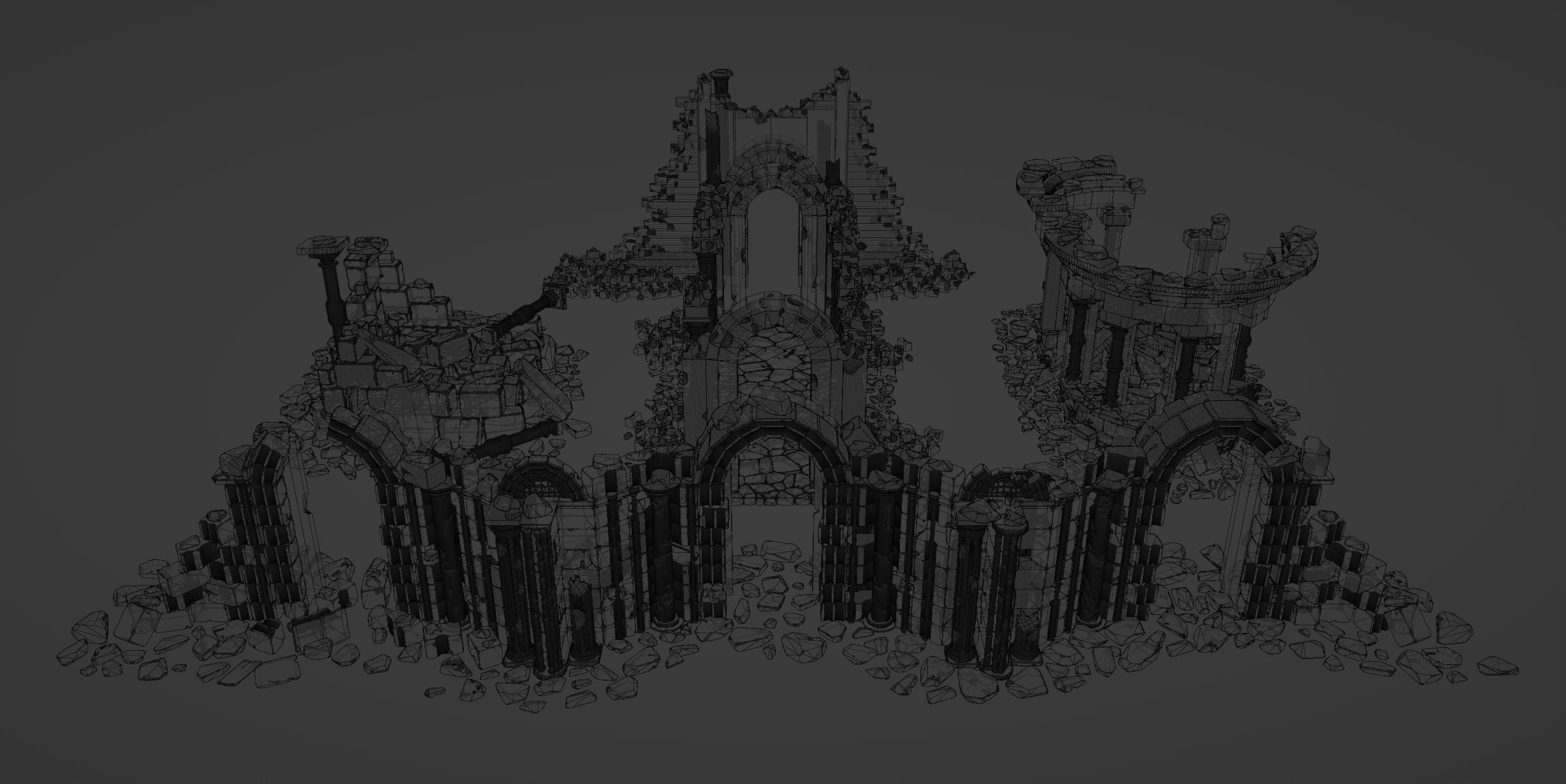 Architectural ruins Low-poly 3D model_13