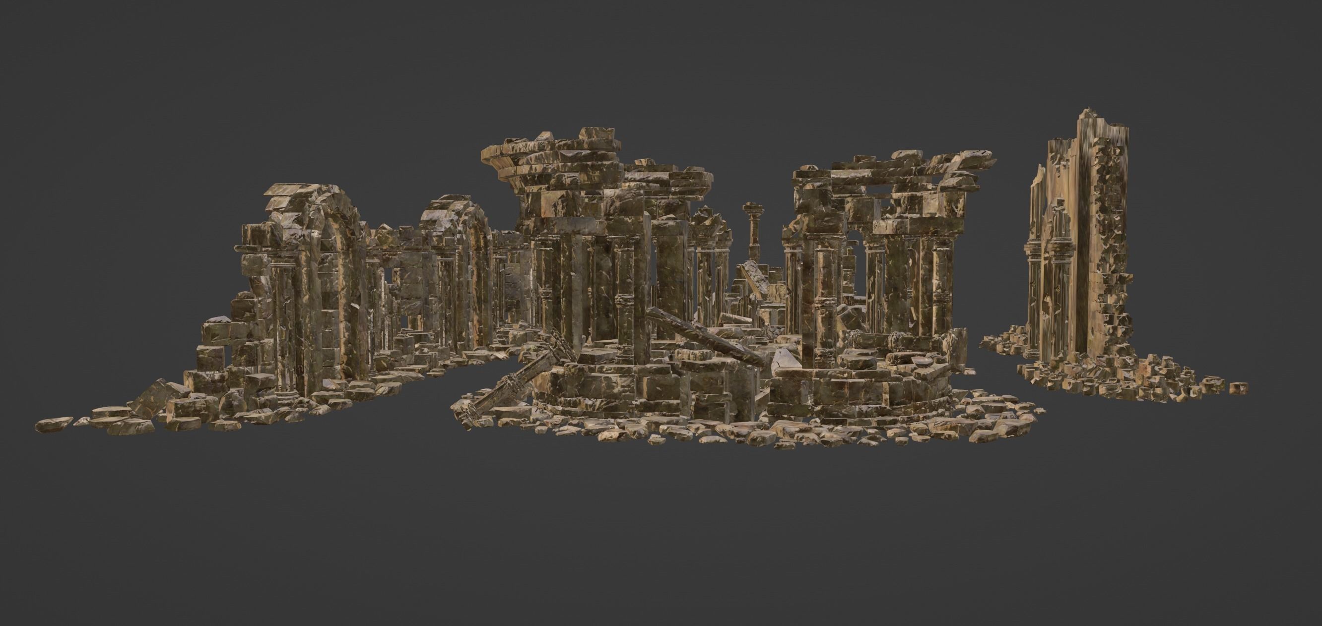 Architectural ruins Low-poly 3D model_8