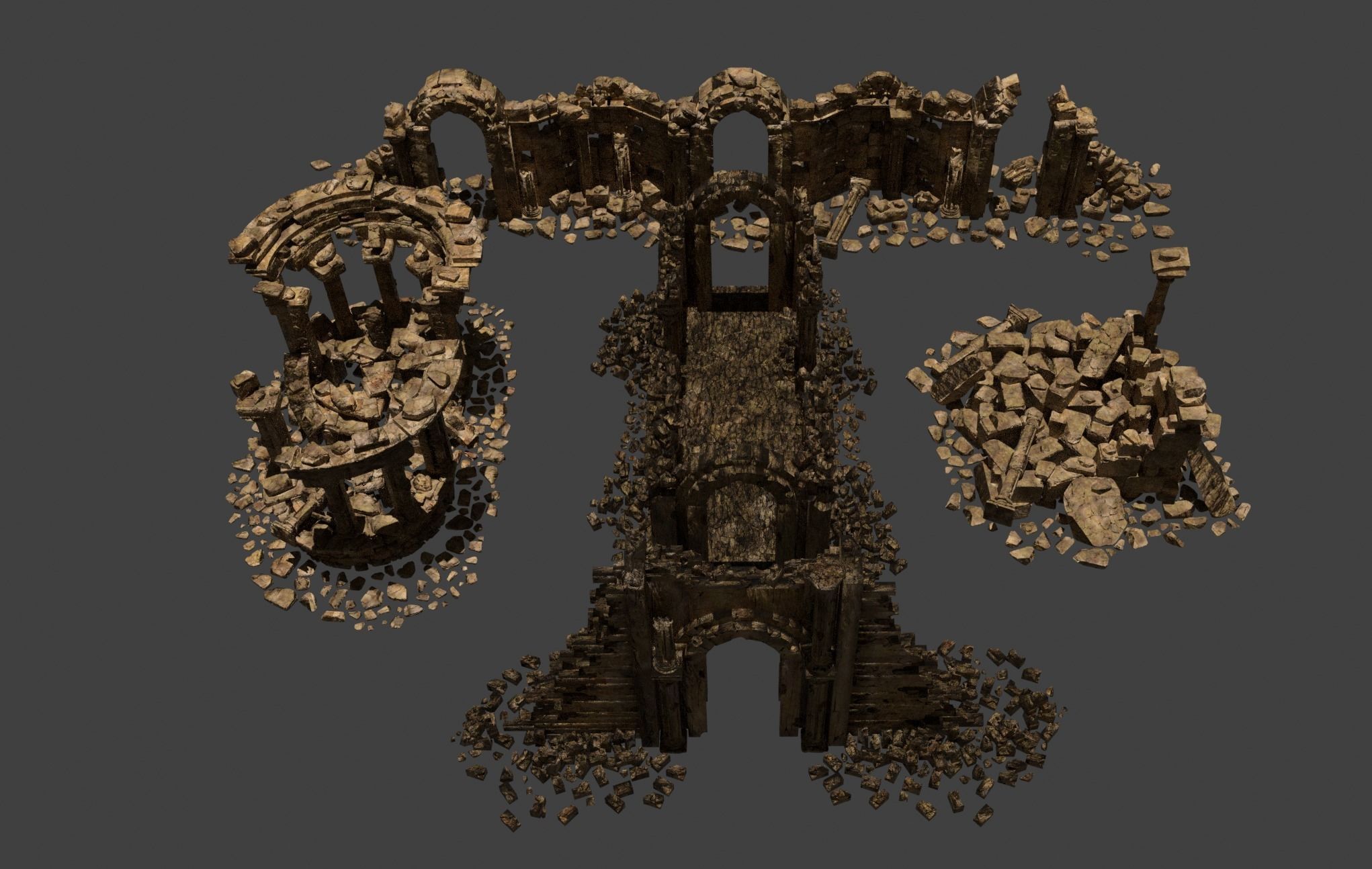 Architectural ruins Low-poly 3D model_4