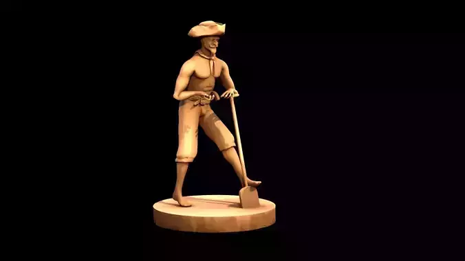 3D model of a pirate made of silver or gold for 3D printing