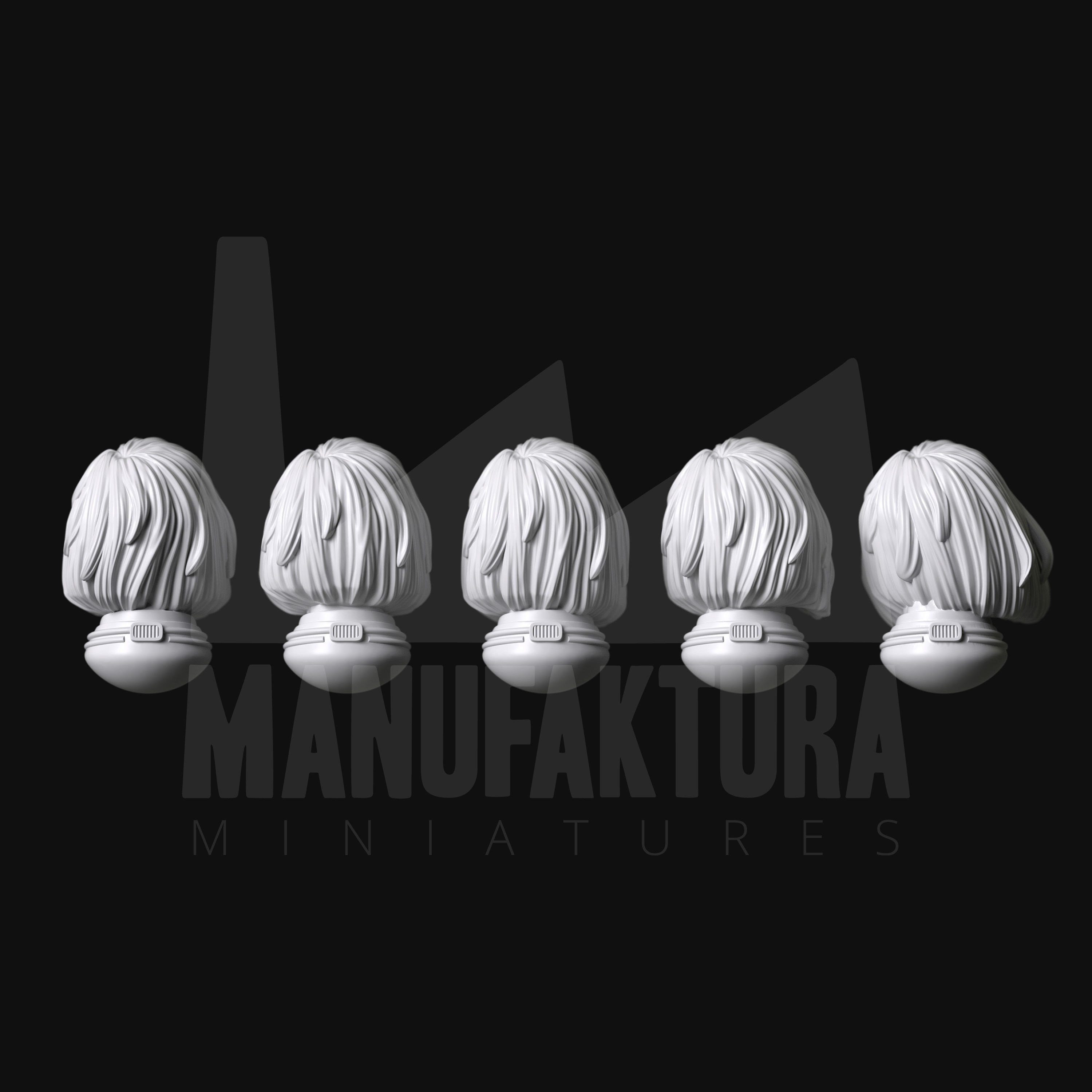 Sedition Series 06a - Battle Sister Heads with Hair Down 3D print model_2