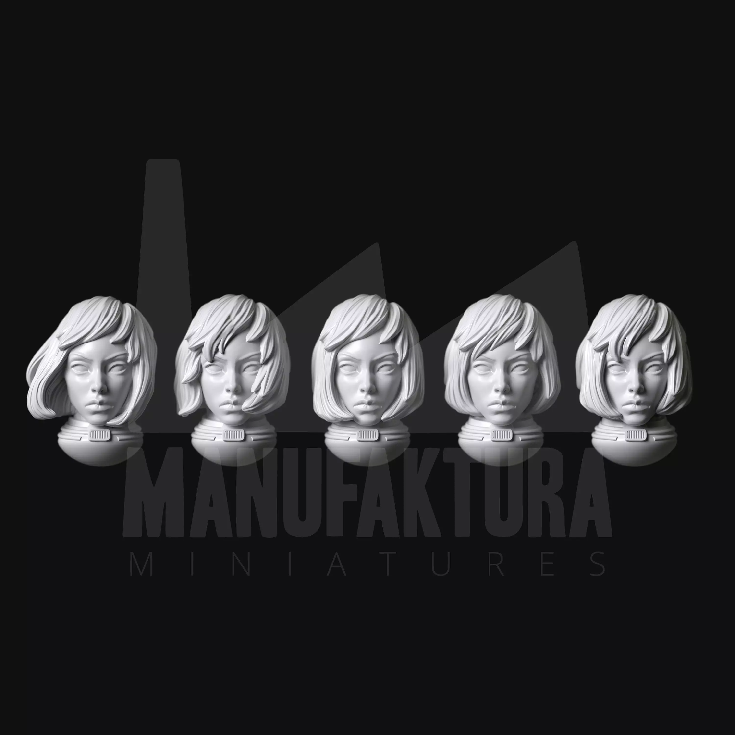 Sedition Series 06a - Battle Sister Heads with Hair Down 3D print model_0