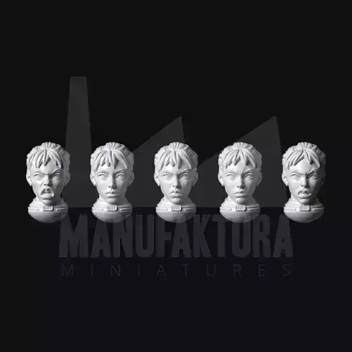 Sedition Series 06d - Battle Sister Heads with Hair Tied Back 3D print model