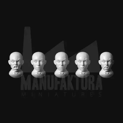 Sedition Series 06f - Battle Sister Heads with No Hair 3D print model