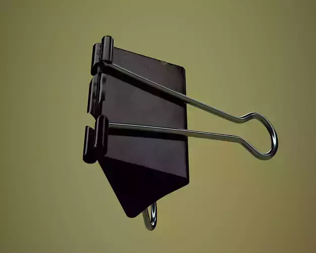 Realistic Binder clip low-poly PBR gameready 3D model