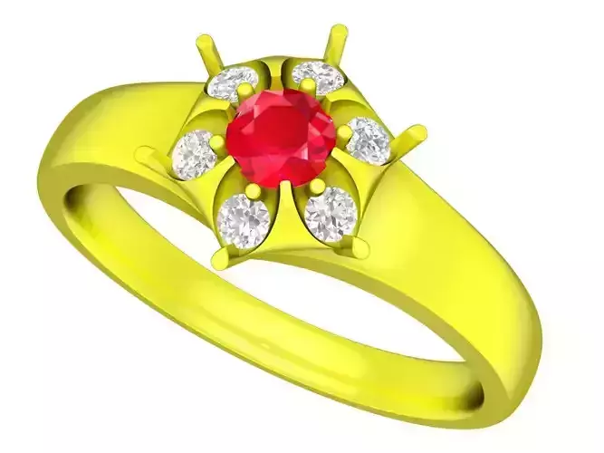 5277 simple diamond flower ring for women 