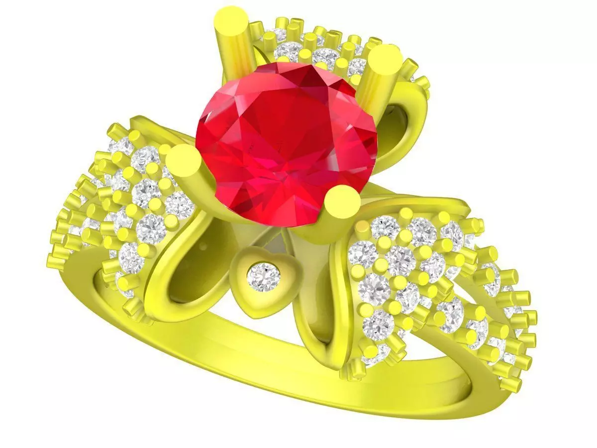 Luxury Multi Petal Gemstone Floral Ring 3D Model for Fine 5284 3D print model