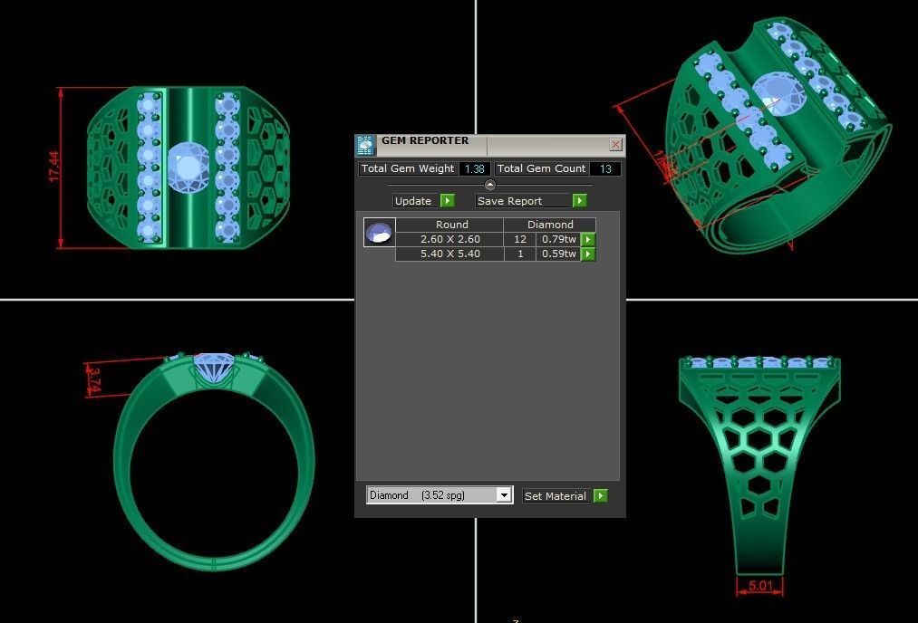 Diamond Man Ring Cad MR 96 3D print model_6