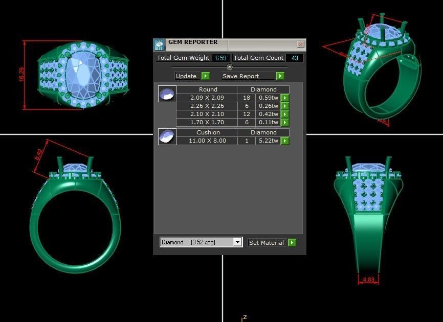 Diamond Man Ring Cad  MR  85 3D print model_1