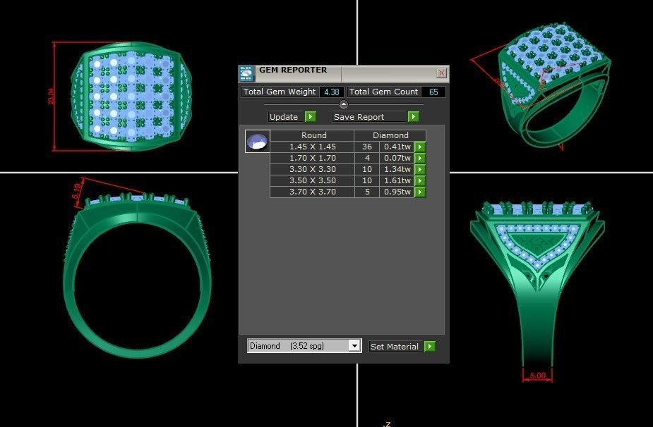 Diamond Man Ring Cad  MR  82 3D print model_2