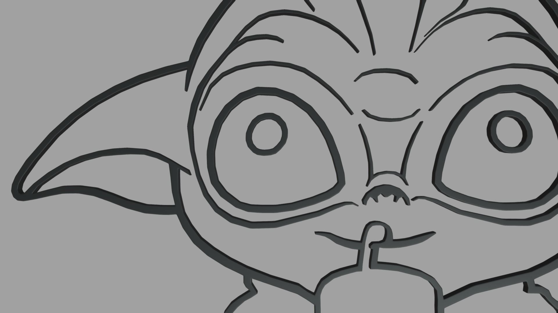 Baby Yoda Wall Silhouette 01 3D print model_2