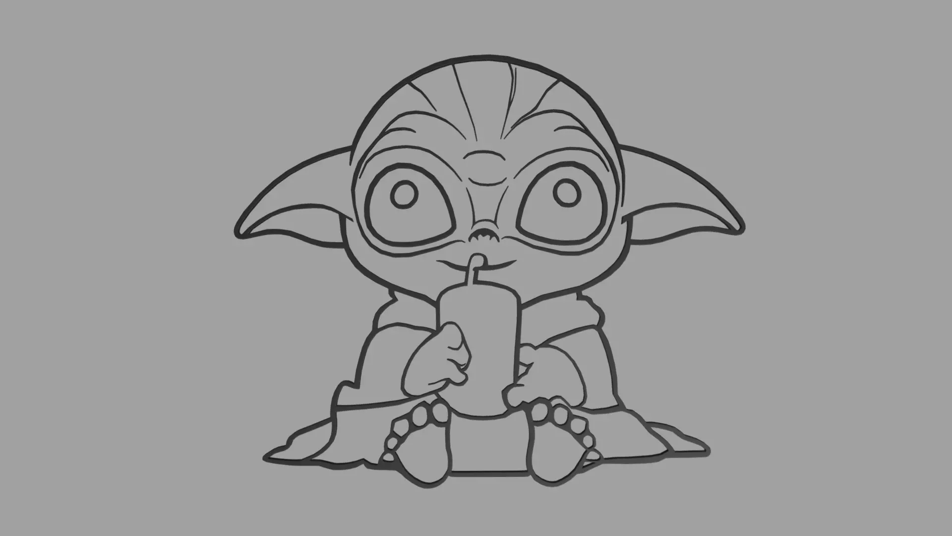 Baby Yoda Wall Silhouette 01 3D print model_0